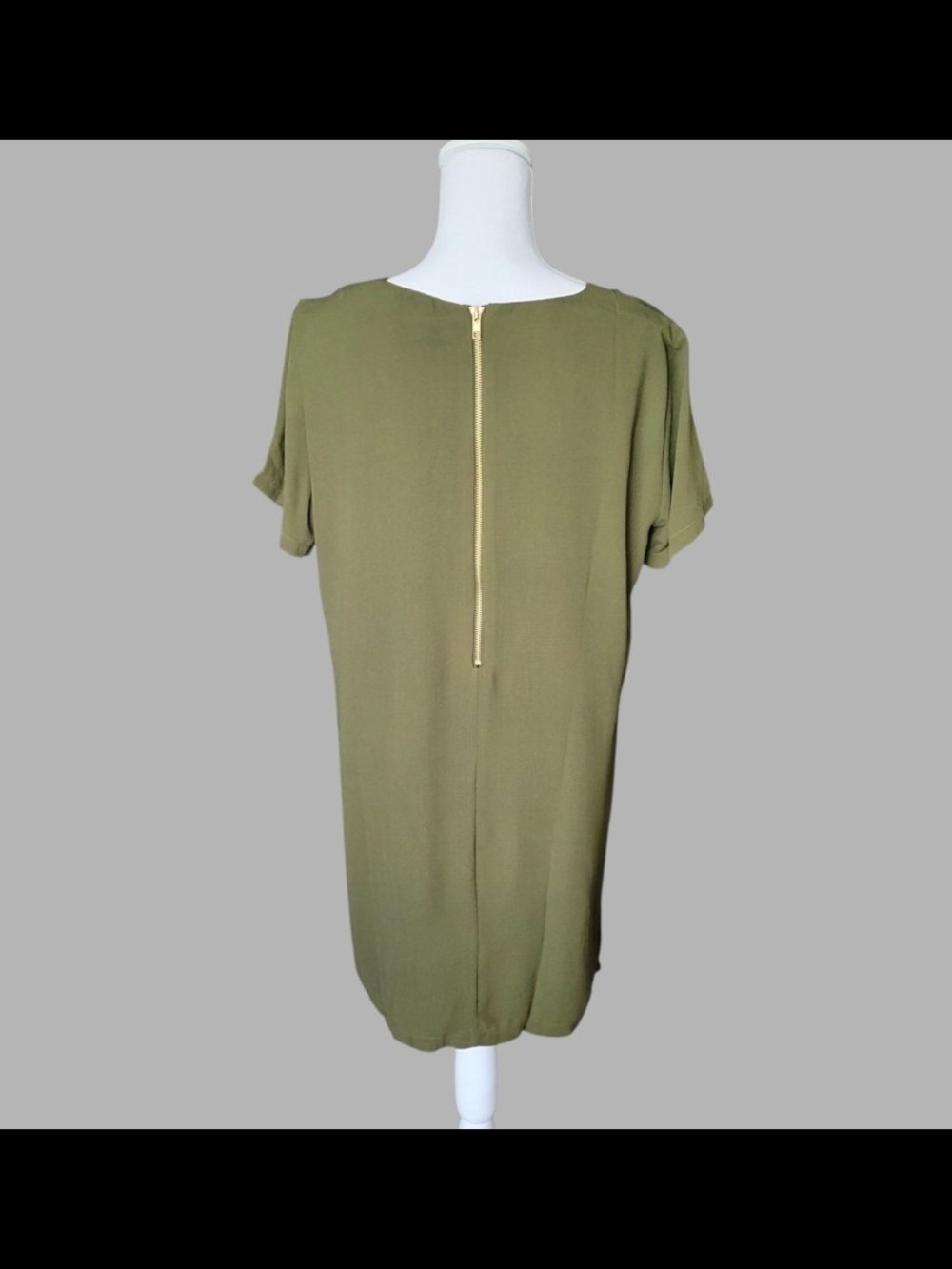 Lulu's Shift & Shout Olive Green Shift Mini Dress Large New With Tags - Picture 4 of 9